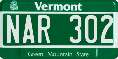 VT license plate NAR302