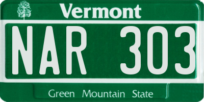 VT license plate NAR303
