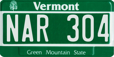 VT license plate NAR304