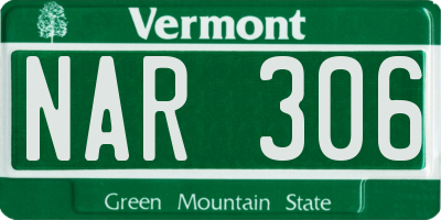 VT license plate NAR306