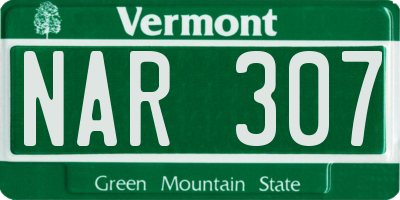 VT license plate NAR307