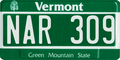 VT license plate NAR309