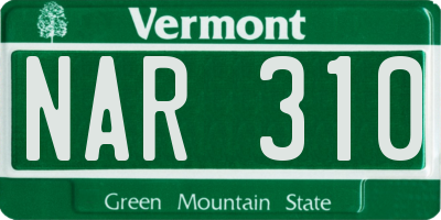 VT license plate NAR310