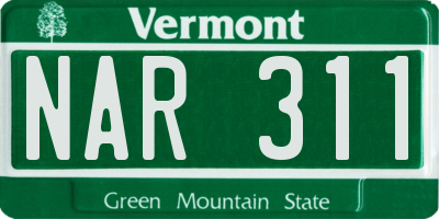 VT license plate NAR311