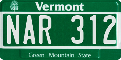 VT license plate NAR312