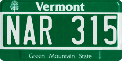 VT license plate NAR315