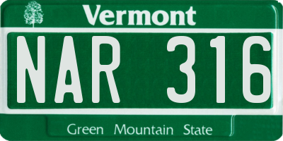 VT license plate NAR316