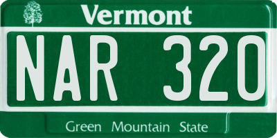 VT license plate NAR320