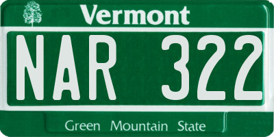 VT license plate NAR322