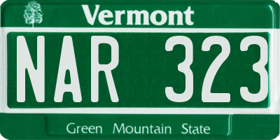 VT license plate NAR323