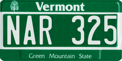 VT license plate NAR325
