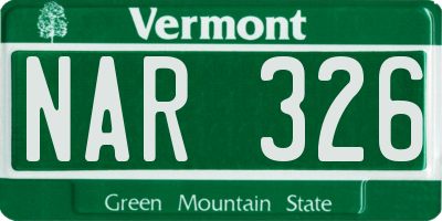 VT license plate NAR326