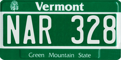 VT license plate NAR328