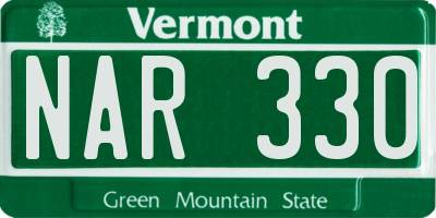 VT license plate NAR330