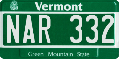VT license plate NAR332