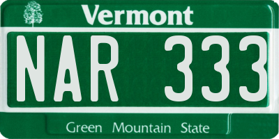 VT license plate NAR333