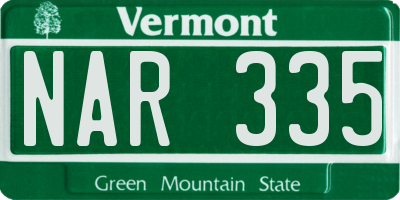 VT license plate NAR335