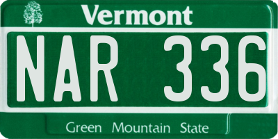 VT license plate NAR336