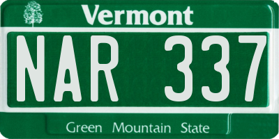 VT license plate NAR337