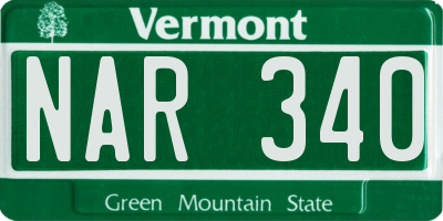VT license plate NAR340