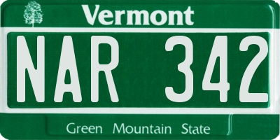 VT license plate NAR342