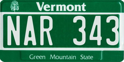VT license plate NAR343