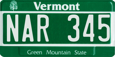 VT license plate NAR345