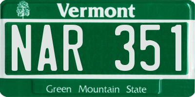 VT license plate NAR351