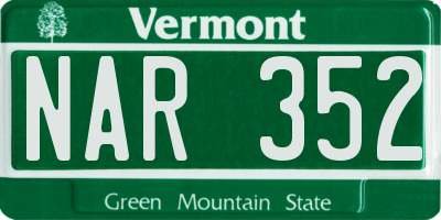 VT license plate NAR352