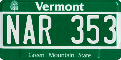 VT license plate NAR353
