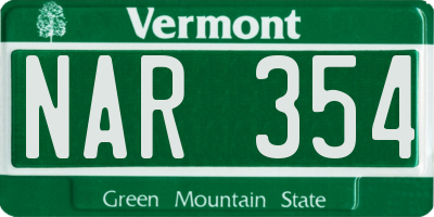 VT license plate NAR354