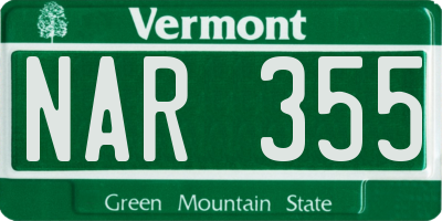VT license plate NAR355