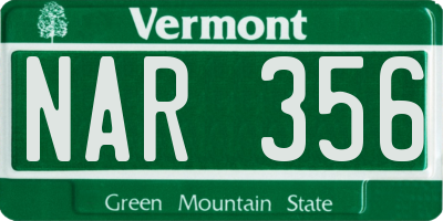 VT license plate NAR356