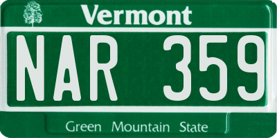 VT license plate NAR359