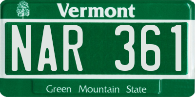 VT license plate NAR361