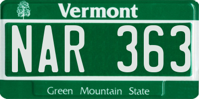 VT license plate NAR363