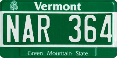 VT license plate NAR364