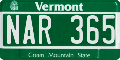 VT license plate NAR365