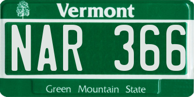 VT license plate NAR366