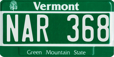 VT license plate NAR368