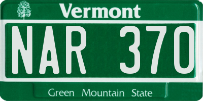 VT license plate NAR370