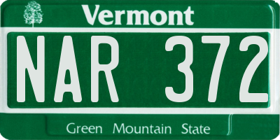 VT license plate NAR372