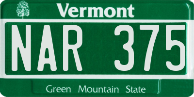 VT license plate NAR375
