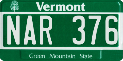 VT license plate NAR376
