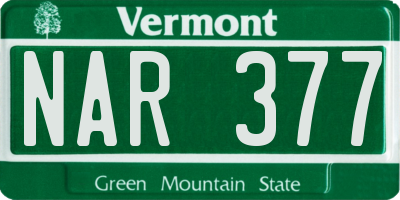 VT license plate NAR377