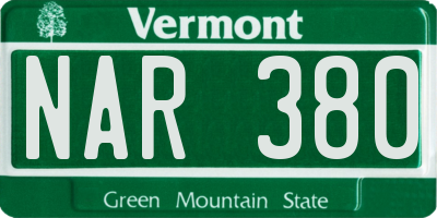 VT license plate NAR380