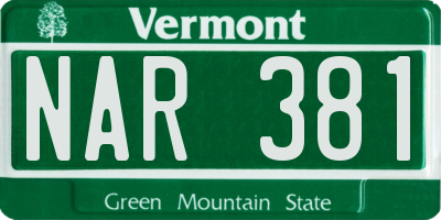 VT license plate NAR381