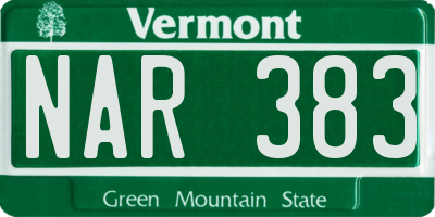 VT license plate NAR383