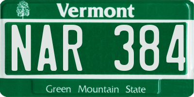 VT license plate NAR384