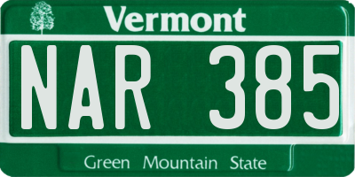 VT license plate NAR385
